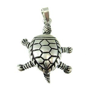 Solid 925 Sterling Silver 3D Articulated Sea Turtle Pendant w/Moving Legs